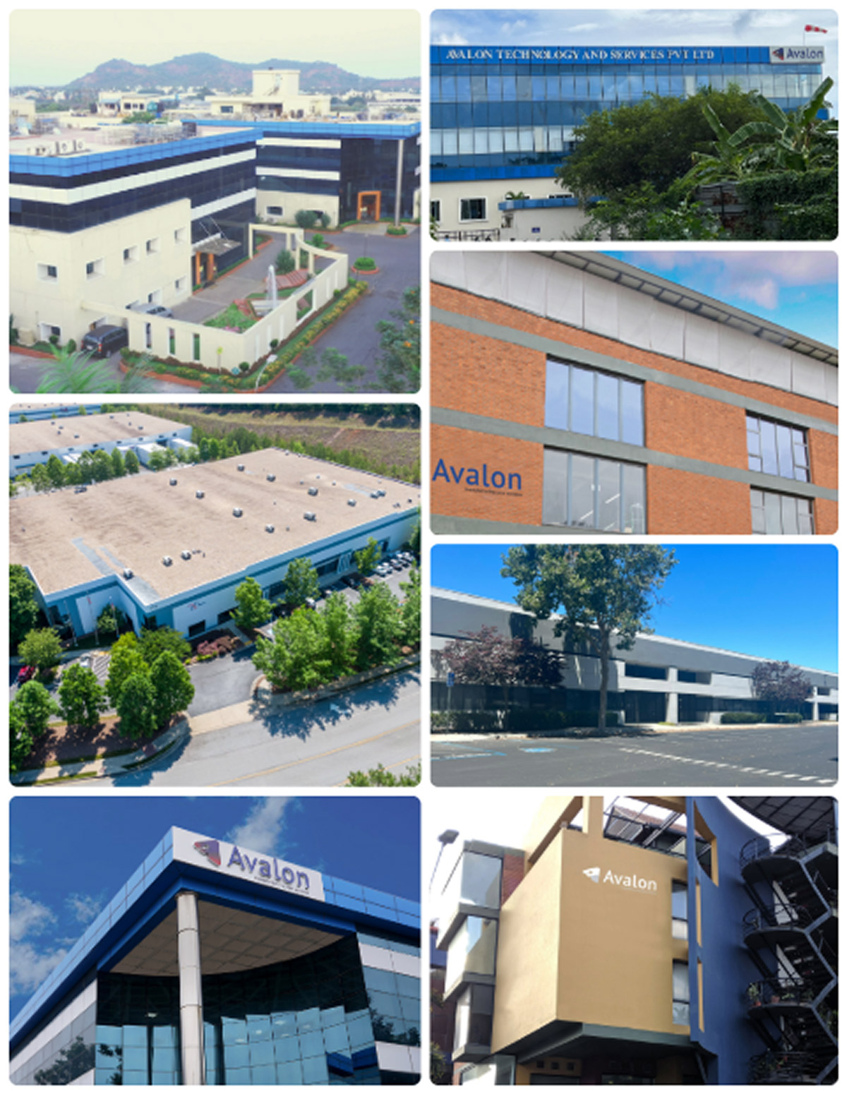 Collage of Avalon Technologies global manufacturing facilities